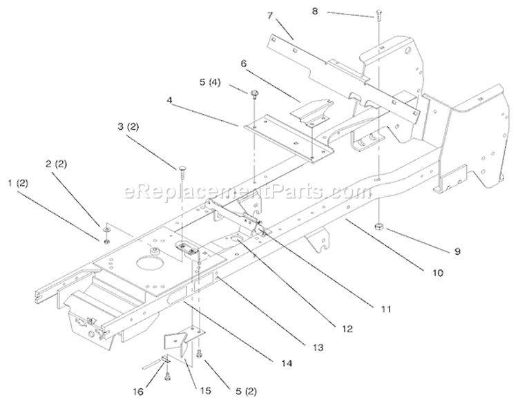 Frame Diagram and Parts List for 72102 7900001-7999999 - 1997 Toro Lawn Tractor