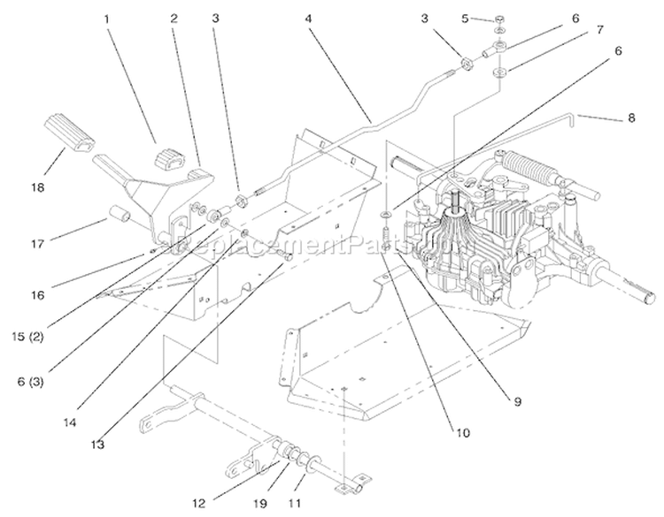 Hydro Control Diagram and Parts List for 72102 7900001-7999999 - 1997 Toro Lawn Tractor