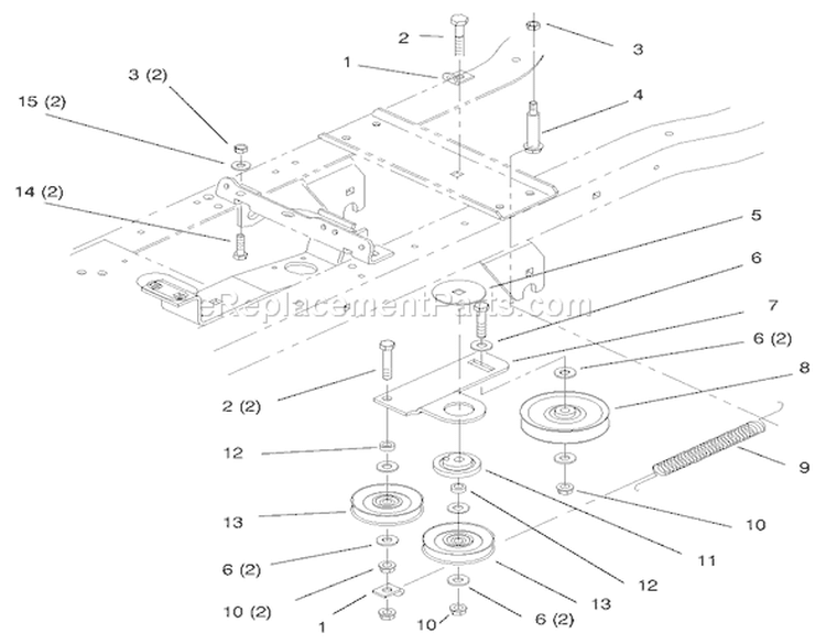 Hydro Drive Components Diagram and Parts List for 72102 7900001-7999999 - 1997 Toro Lawn Tractor