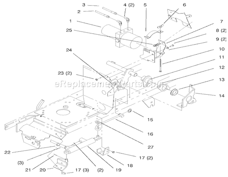 Power Lift Diagram and Parts List for 72102 7900001-7999999 - 1997 Toro Lawn Tractor