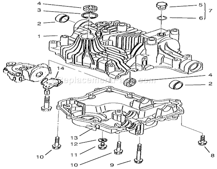 Transaxle Case Diagram and Parts List for 72102 7900001-7999999 - 1997 Toro Lawn Tractor