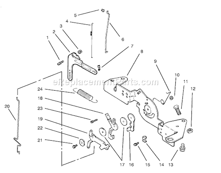 Engine Controls Diagram and Parts List for 72102 8900001-8900399 - 1998 Toro Lawn Tractor