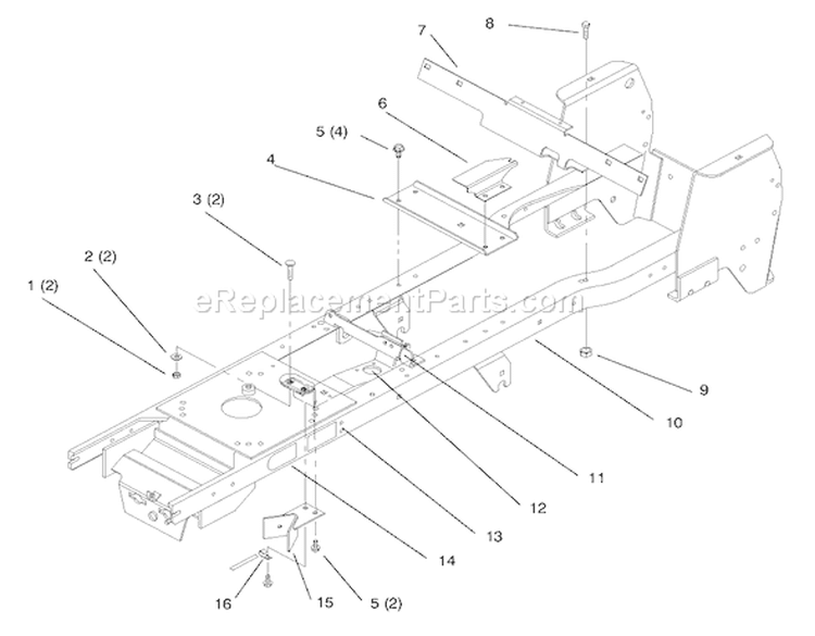 Frame Diagram and Parts List for 72102 8900001-8900399 - 1998 Toro Lawn Tractor