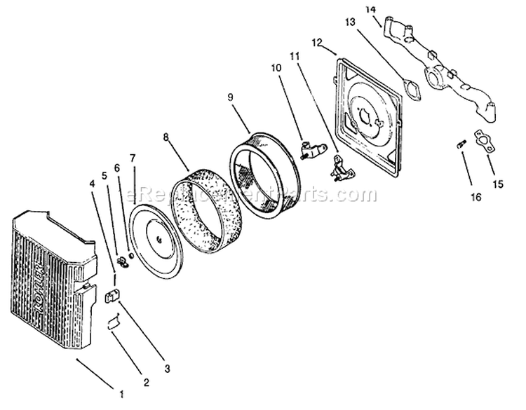 Air Intake/filtration Diagram and Parts List for 72083 4900001-4999999 - 1994 Toro Lawn Tractor