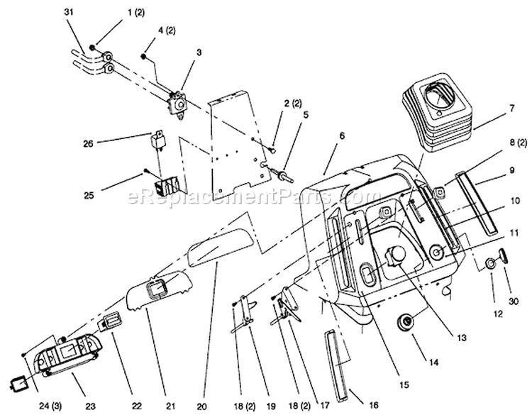 Dash Diagram and Parts List for 72083 4900001-4999999 - 1994 Toro Lawn Tractor