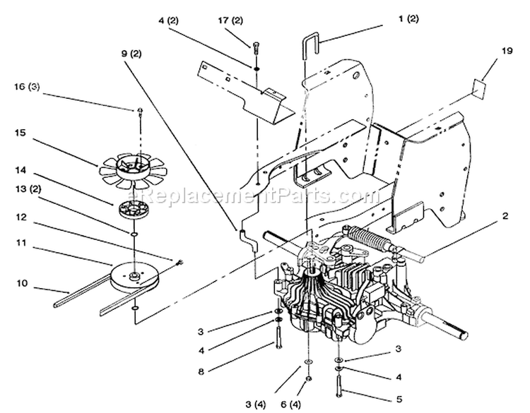 Hydro Transaxle Diagram and Parts List for 72083 4900001-4999999 - 1994 Toro Lawn Tractor