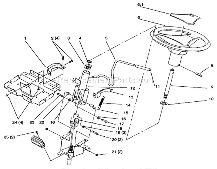 SteeringWheel And Tilt Diagram and Parts List for 72083 4900001-4999999 - 1994 Toro Lawn Tractor