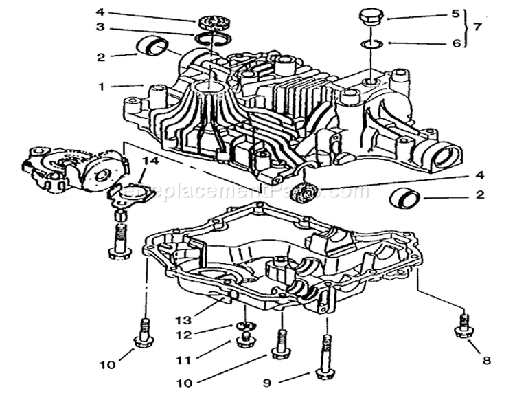Transaxle Case Diagram and Parts List for 72083 4900001-4999999 - 1994 Toro Lawn Tractor