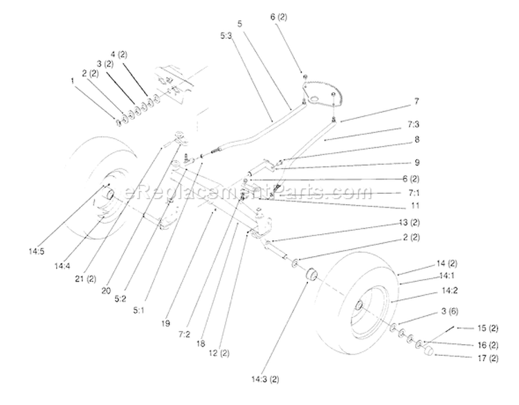 Front Axle Diagram and Parts List for 72062 5900001-5900227 - 1995 Toro Lawn Tractor