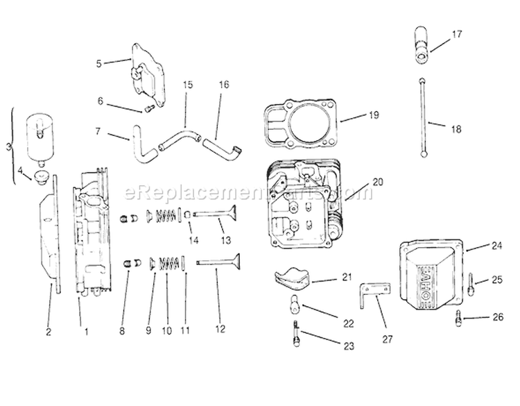 Head/valve/breather (kohler Engine Cv16s-Ps61514) Diagram and Parts List for 72062 5900001-5900227 - 1995 Toro Lawn Tractor