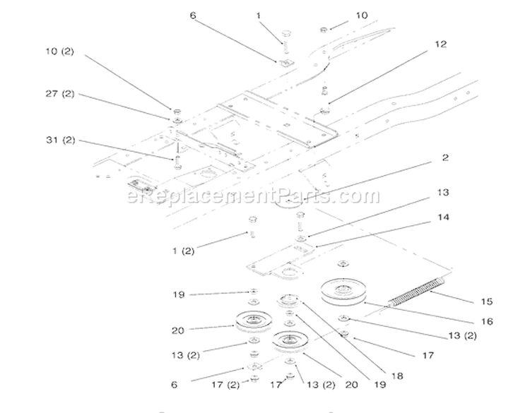 Hydro Drive Components Diagram and Parts List for 72062 5900001-5900227 - 1995 Toro Lawn Tractor