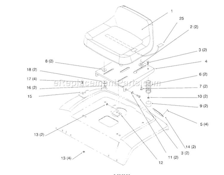 Seat Diagram and Parts List for 72062 5900001-5900227 - 1995 Toro Lawn Tractor