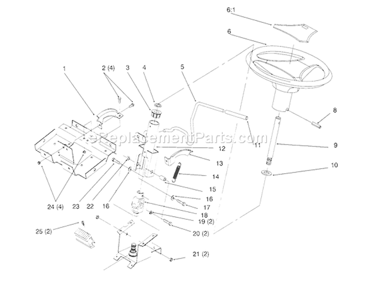 Steering Wheel And Tilt Diagram and Parts List for 72062 5900001-5900227 - 1995 Toro Lawn Tractor