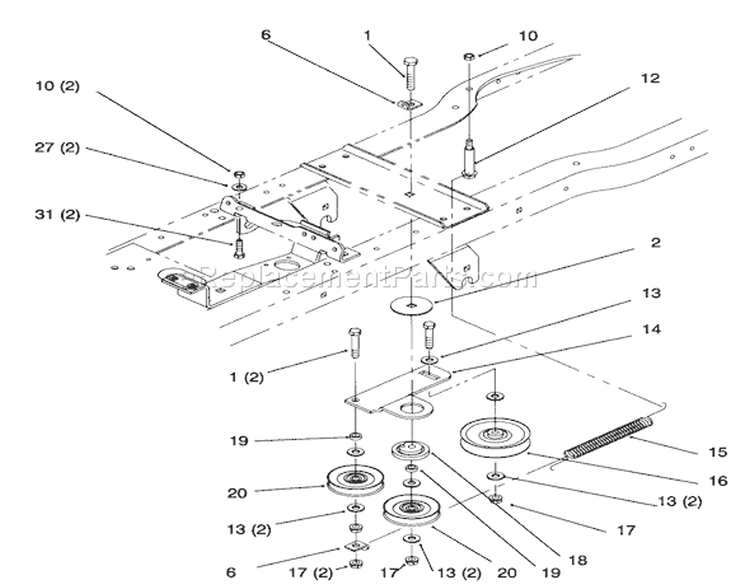 Hydro Drive Components Diagram and Parts List for 72103 5900601-5999999 - 1995 Toro Lawn Tractor