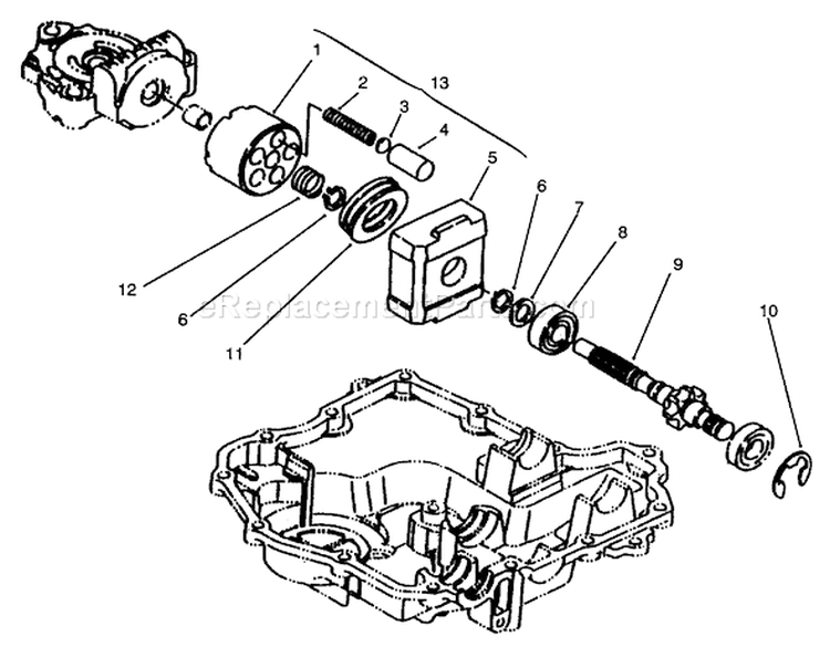 Motor Shaft Diagram and Parts List for 72103 5900601-5999999 - 1995 Toro Lawn Tractor