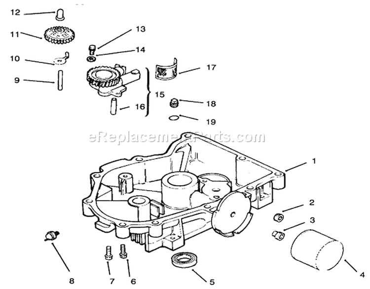 Oil Pan / Lubrication Diagram and Parts List for 72103 5900601-5999999 - 1995 Toro Lawn Tractor