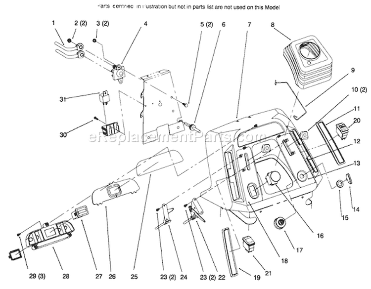 Dash Diagram and Parts List for 72085 6900001-6999999 - 1996 Toro Lawn Tractor