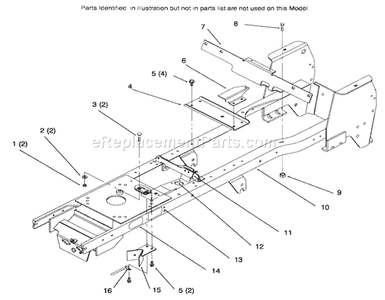 Frame Diagram and Parts List for 72085 6900001-6999999 - 1996 Toro Lawn Tractor