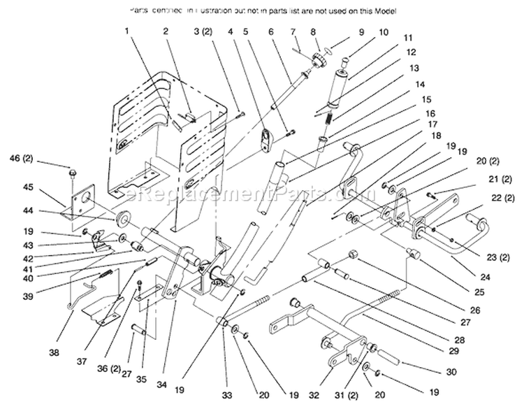 Lift Lever And Height Of Cut Diagram and Parts List for 72085 6900001-6999999 - 1996 Toro Lawn Tractor
