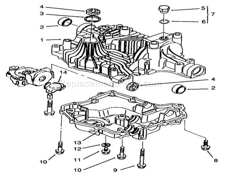 Transaxle Case Diagram and Parts List for 72085 6900001-6999999 - 1996 Toro Lawn Tractor