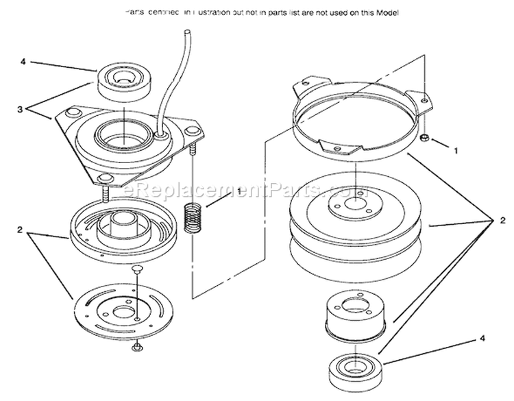 Clutch 92-6885 Diagram and Parts List for 72085 6900001-6999999 - 1996 Toro Lawn Tractor