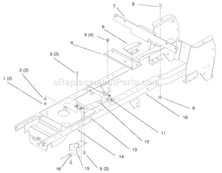 Frame Diagram and Parts List for 72085 7900001-7999999 - 1997 Toro Lawn Tractor