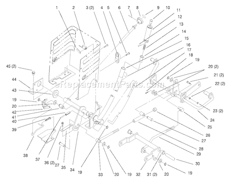 Lift Lever And Height Of Cut Diagram and Parts List for 72085 7900001-7999999 - 1997 Toro Lawn Tractor