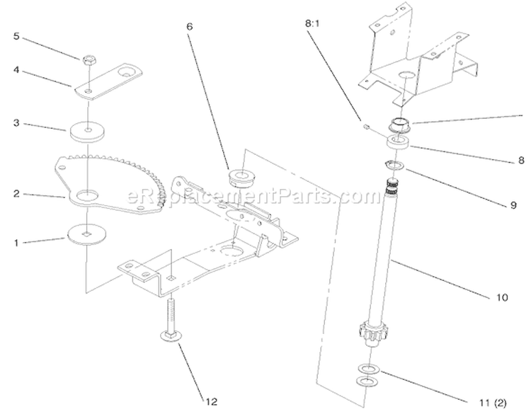 Lower Steering Diagram and Parts List for 72085 7900001-7999999 - 1997 Toro Lawn Tractor