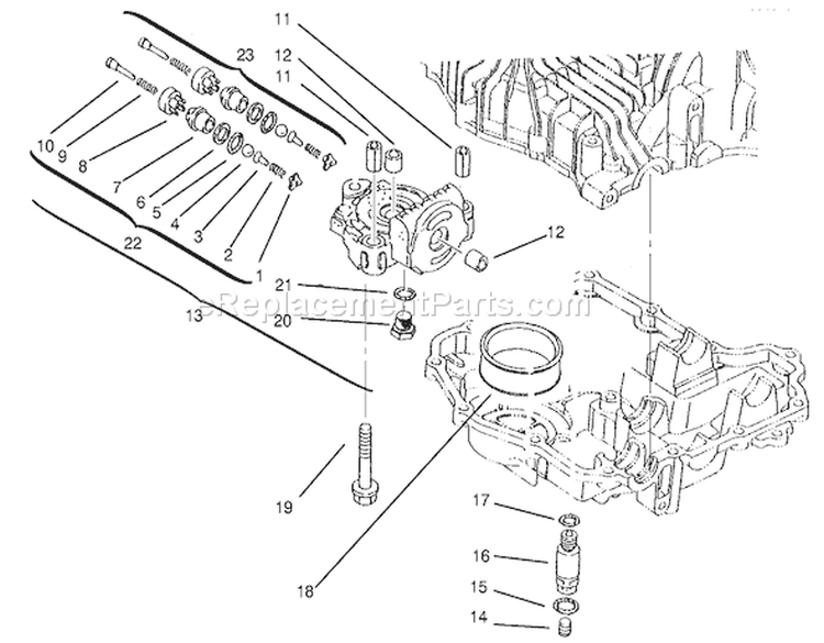 Center Case Diagram and Parts List for 72085 7900001-7999999 - 1997 Toro Lawn Tractor