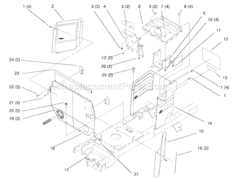 Hoodstand And Firewall Diagram and Parts List for 72085 8900400-8999999 - 1998 Toro Lawn Tractor