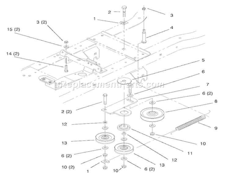 Hydro Drive Components Diagram and Parts List for 72085 8900400-8999999 - 1998 Toro Lawn Tractor