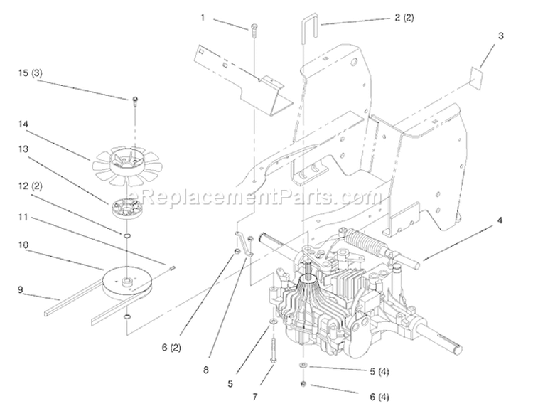 Hydro Transaxle Diagram and Parts List for 72085 8900400-8999999 - 1998 Toro Lawn Tractor