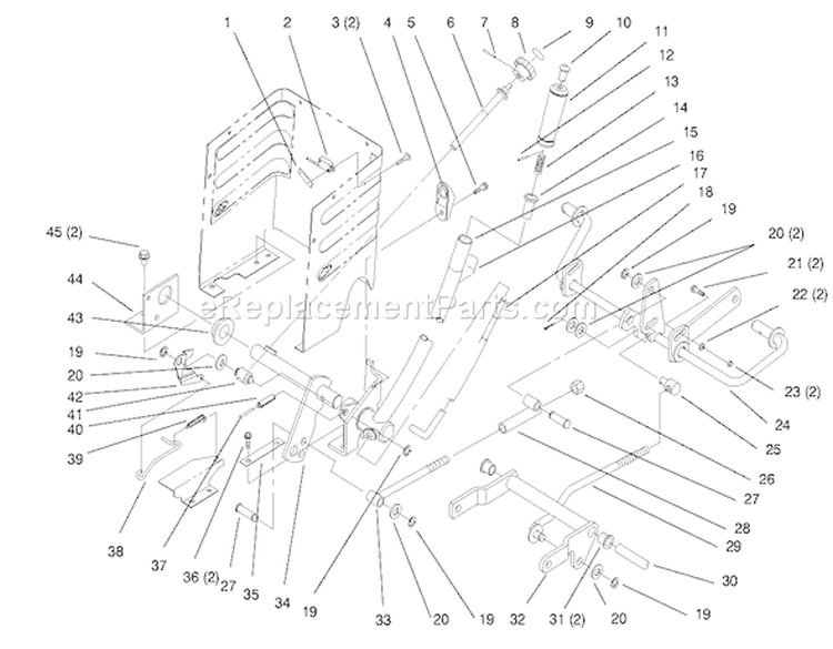 Lift Lever And Height Of Cut Diagram and Parts List for 72085 8900400-8999999 - 1998 Toro Lawn Tractor