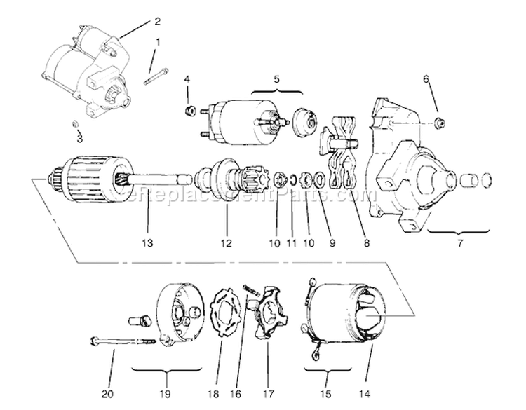 Starting System Diagram and Parts List for 72085 8900400-8999999 - 1998 Toro Lawn Tractor
