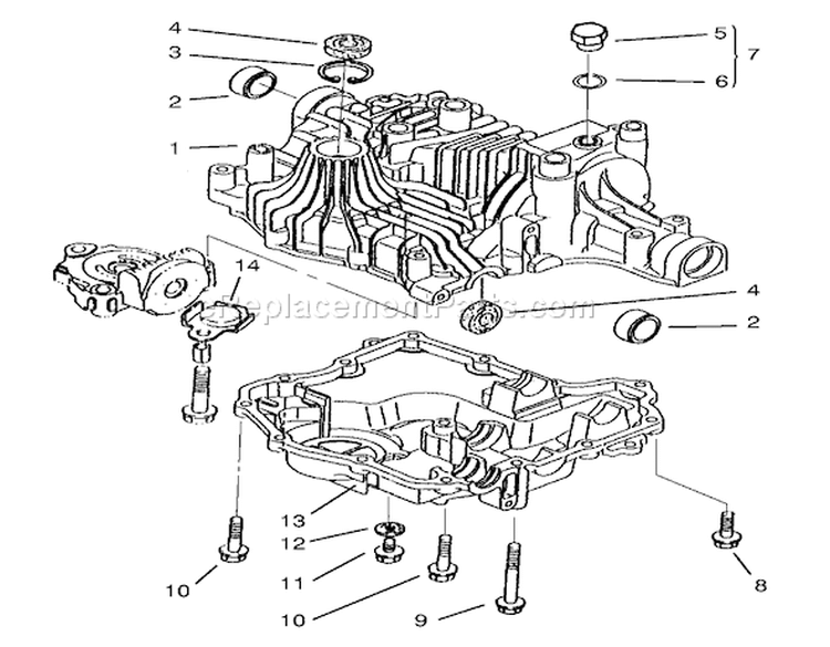 Transaxle Case Diagram and Parts List for 72085 8900400-8999999 - 1998 Toro Lawn Tractor