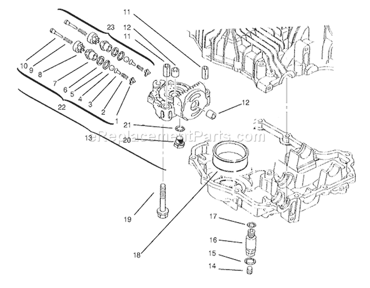 Center Case Diagram and Parts List for 72085 8900400-8999999 - 1998 Toro Lawn Tractor