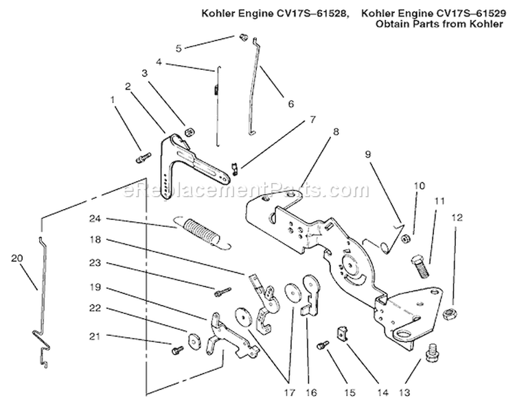 Engine Controls Diagram and Parts List for 72086 9900001-9999999 - 1999 Toro Lawn Tractor