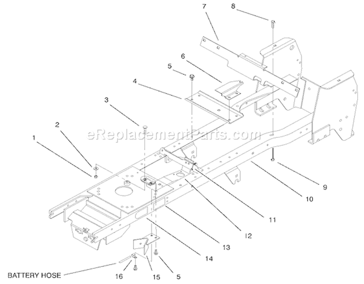 Frame Assembly Diagram and Parts List for 72086 9900001-9999999 - 1999 Toro Lawn Tractor