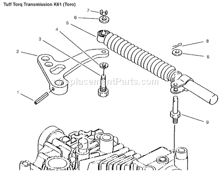 Lever Damper Diagram and Parts List for 72086 9900001-9999999 - 1999 Toro Lawn Tractor