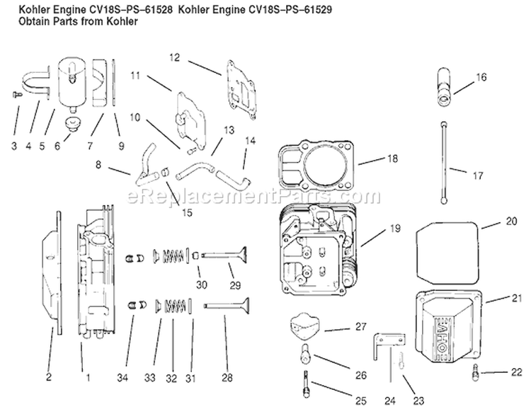 Head/valve/breather Diagram and Parts List for 72087 200000001-200999999 - 2000 Toro Lawn Tractor