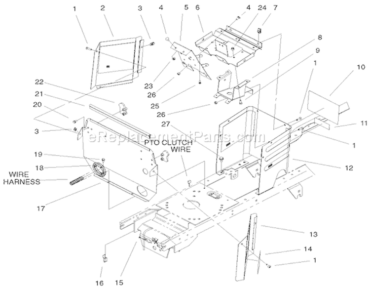 Hoodstand & Firewall Assembly Diagram and Parts List for 72087 200000001-200999999 - 2000 Toro Lawn Tractor