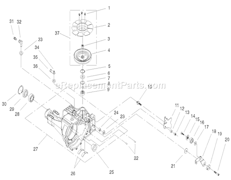 Housing & Fan Assembly Diagram and Parts List for 72087 200000001-200999999 - 2000 Toro Lawn Tractor