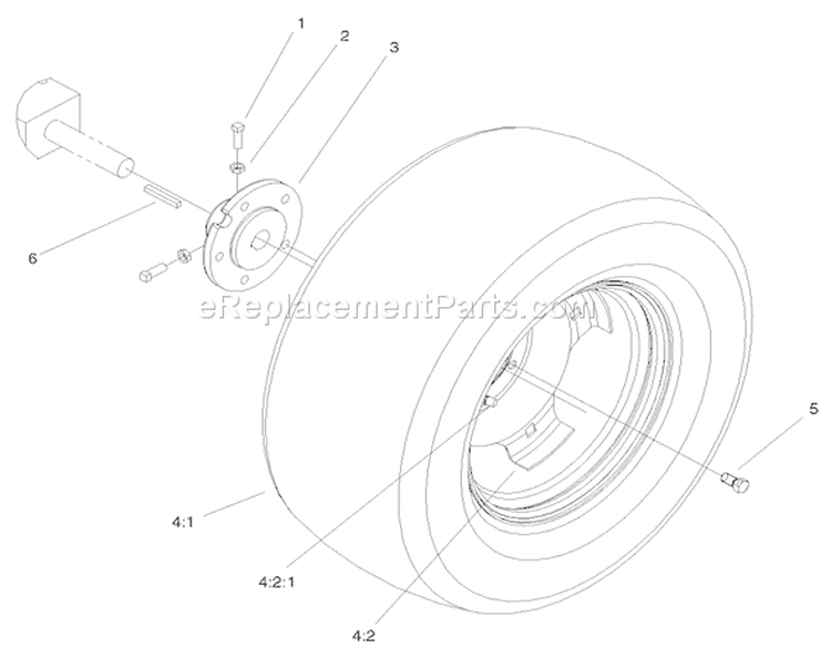 Rear Wheel Assembly Diagram and Parts List for 72087 200000001-200999999 - 2000 Toro Lawn Tractor