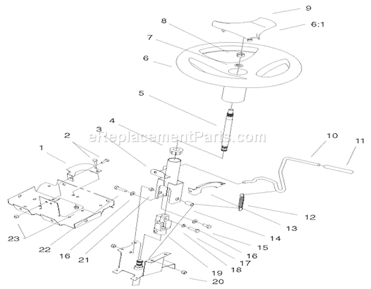 Steering Wheel & Tilt Assembly Diagram and Parts List for 72087 200000001-200999999 - 2000 Toro Lawn Tractor