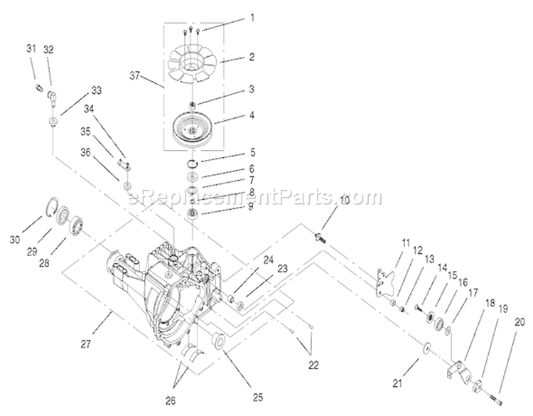 Housing Fan Assembly Diagram and Parts List for 72087 210000001-210999999 - 2001 Toro Lawn Tractor