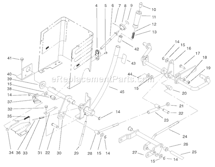 Lift Lever Arm And Height-Of-Cut Assembly Diagram and Parts List for 72087 210000001-210999999 - 2001 Toro Lawn Tractor