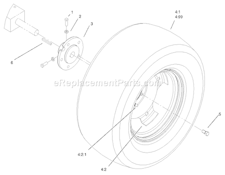Rear Wheel Assembly Diagram and Parts List for 72087 210000001-210999999 - 2001 Toro Lawn Tractor