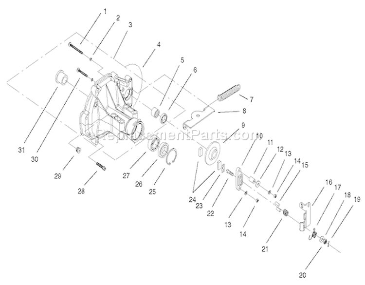Brake Assembly Diagram and Parts List for 72087 210000001-210999999 - 2001 Toro Lawn Tractor