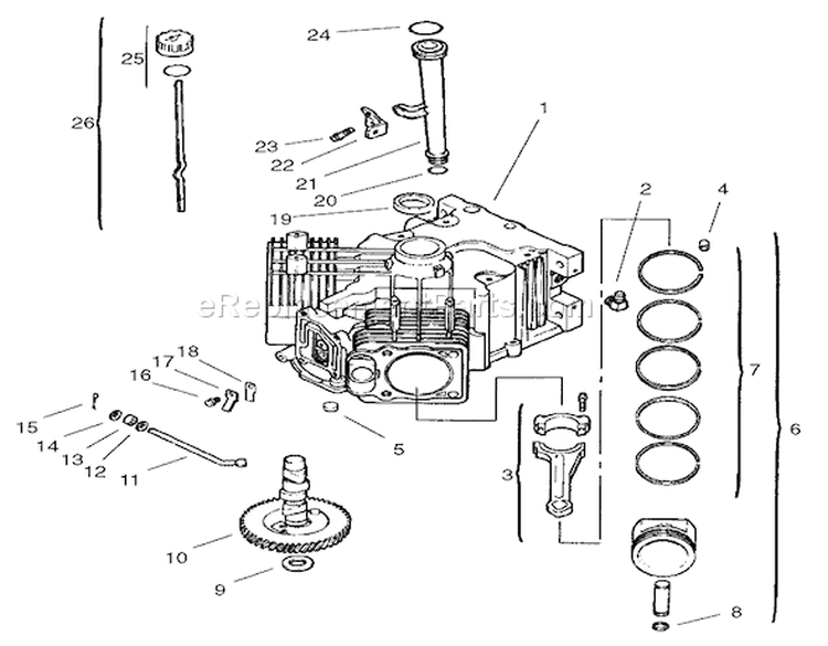 Crankcase Assembly Kohler Cv18s-Ps-61528 And Cv18s-Ps-61529 Diagram and Parts List for 72087 210000001-210999999 - 2001 Toro Lawn Tractor