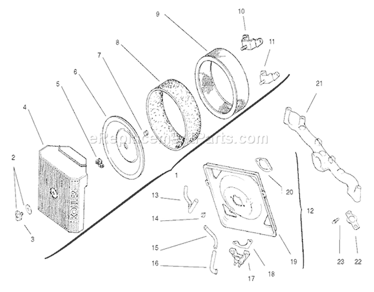 Air Intake / Filtration Diagram and Parts List for 72107 230000001-230999999 - 2003 Toro Lawn Tractor